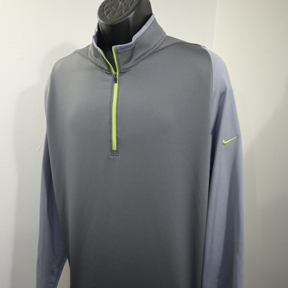 Nike Golf Quarter Zip Pullover Mens XL Gray Dri-Fit Mock Neck Long Sleeve